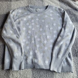 A New Day Gray Metallic Polka Dot Sweater XXL